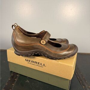 Merrell Ortholite Leather Comfort Shoes Air Cushion Distressed Brown Womens 11